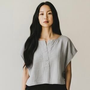NWT Free People Boxy Crop Top In Stone Combo